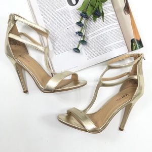 JustFab | Gold Strappy Sandals Heels